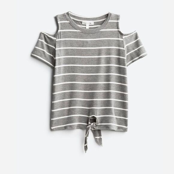 NWT Grey cold shoulder tie front top. Size L - Picture 1 of 6